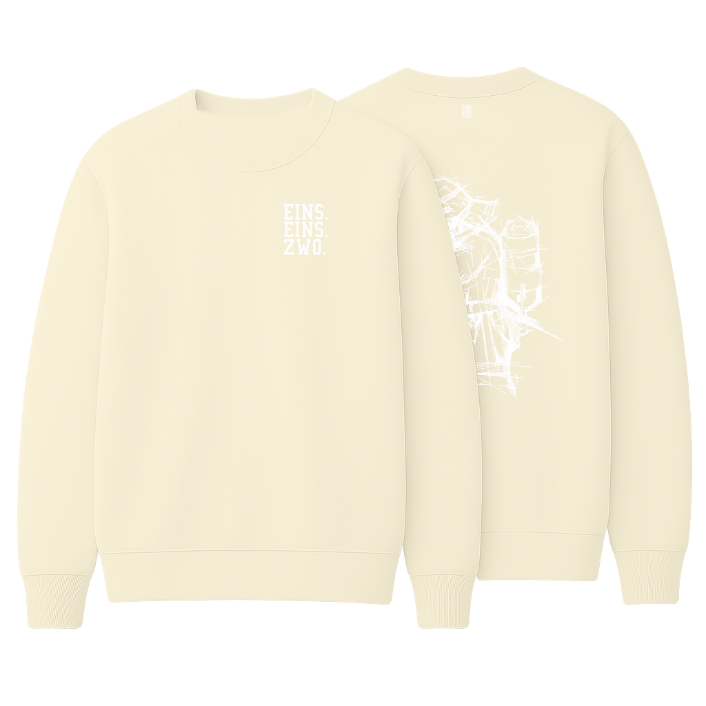 Design EINS. - Sweatshirt - Aufdruck weiß